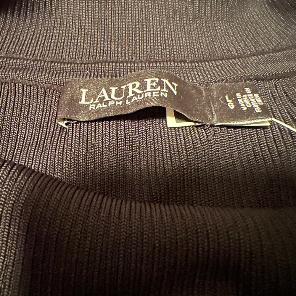 NWT | Lauren Ralph Lauren Women’s Fringe Off-The-Shoulder Black Top | Size Large - Picture 4 of 5